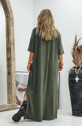 Robe LUCILA longue manches courtes kaki