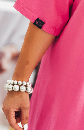 Robe LUCILA longue manches courtes fuchsia