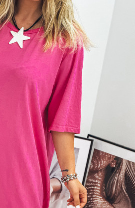 Robe LUCILA longue manches courtes fuchsia