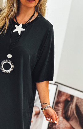 Robe LUCILA longue manches courtes noire