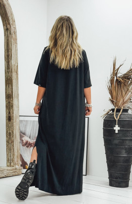 Robe LUCILA longue manches courtes noire