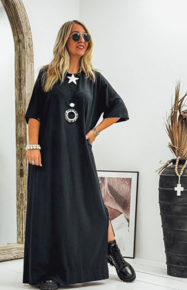 Robe LUCILA longue manches courtes noire
