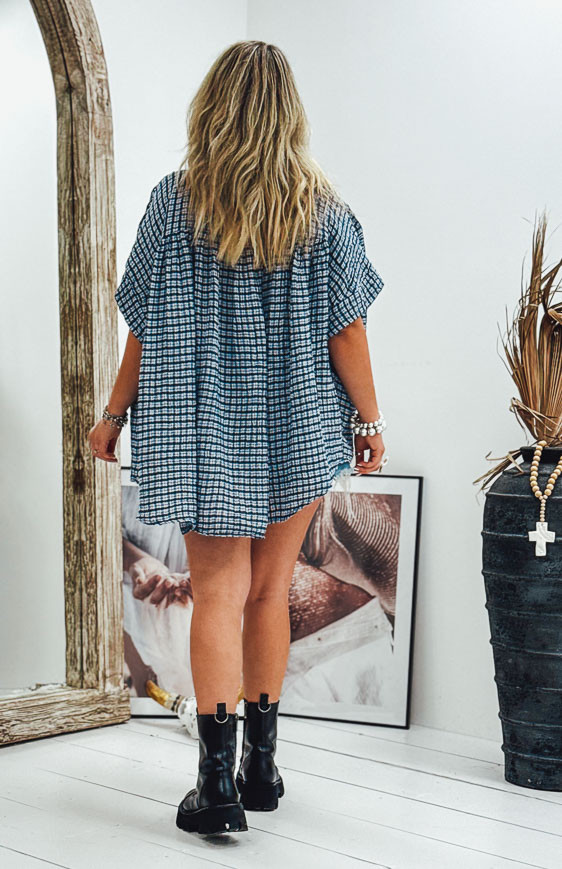 Blouse LIZY manches courtes bleu foncé