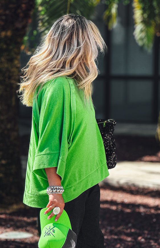 Green 3/4-sleeve DIEGO terry cloth t-shirt