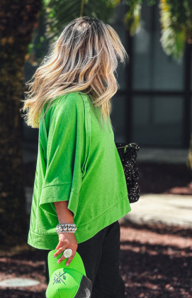 Green 3/4-sleeve DIEGO terry cloth t-shirt