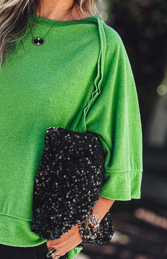 Green 3/4-sleeve DIEGO terry cloth t-shirt