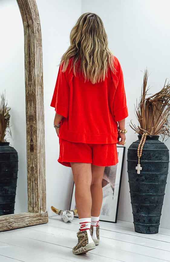 Red DIEGO terry shorts