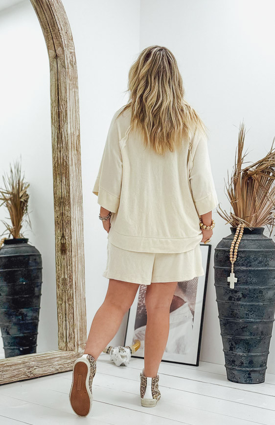 Light beige DIEGO terry shorts
