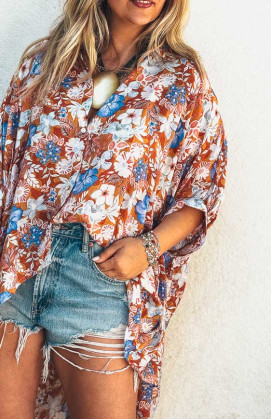 Ochre MARGUERITE short-sleeved tunic