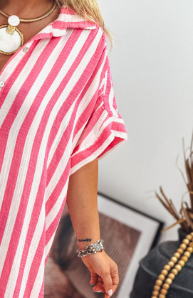 Robe INES longue manches courtes fuchsia