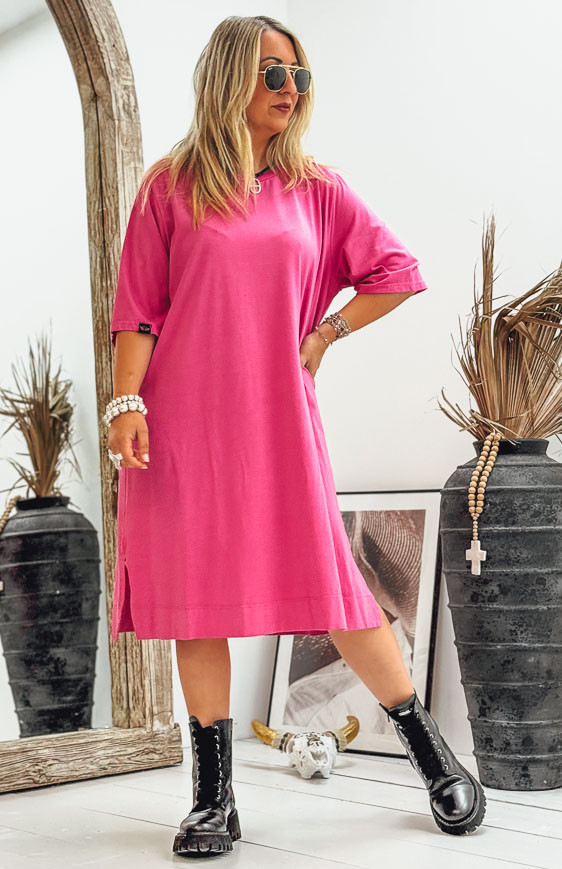 Fuchsia LUCILA short dress, short sleeves