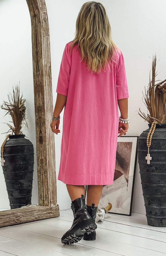Fuchsia LUCILA short dress, short sleeves