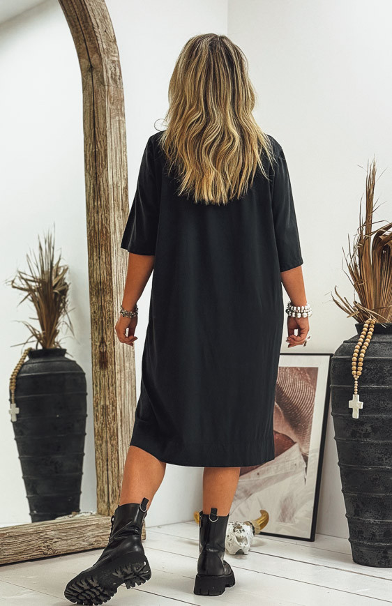 Black LUCILA short dress, short sleeves
