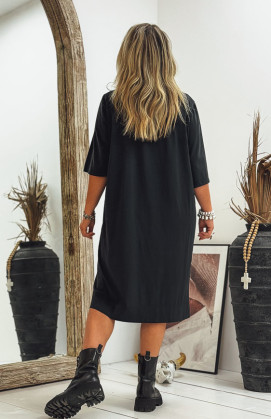 Black LUCILA short dress, short sleeves