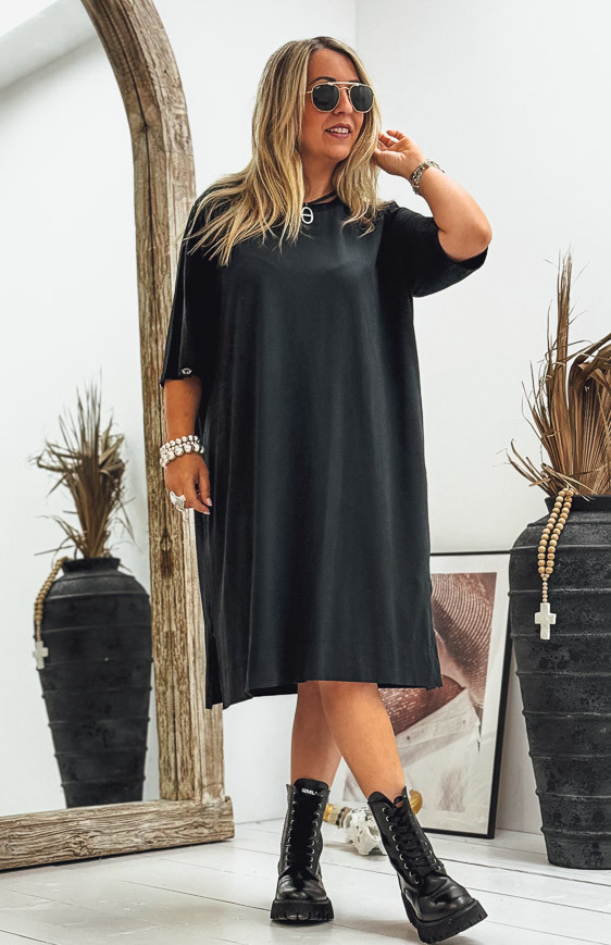Black LUCILA short dress, short sleeves