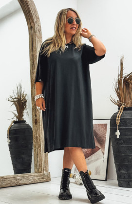 Black LUCILA short dress, short sleeves