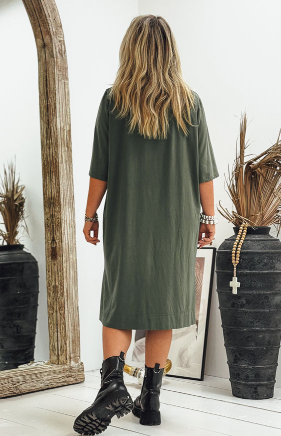 Khaki LUCILA short dress, short sleeves