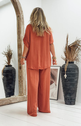 Terracotta MAÉ short-sleeve blouse