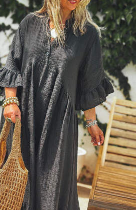 Black MELISSA 3/4 sleeves long dress
