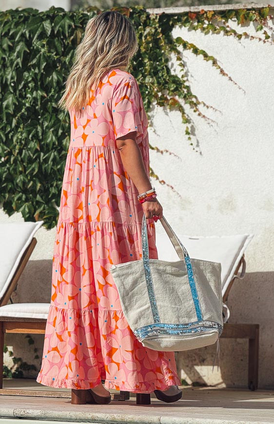 Robe MAGNOLIA longue manches courtes