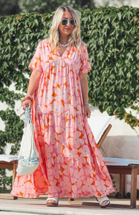 Robe MAGNOLIA longue manches courtes