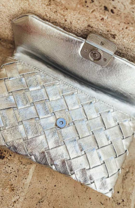 Silver ROMA clutch bag
