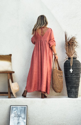 Old pink ALIONA 3/4 sleeves long dress