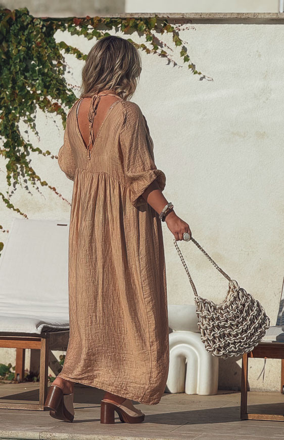 Camel ALIONA 3/4 sleeves long dress