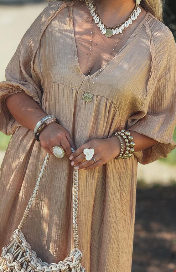 Camel ALIONA 3/4 sleeves long dress
