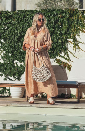 Camel ALIONA 3/4 sleeves long dress