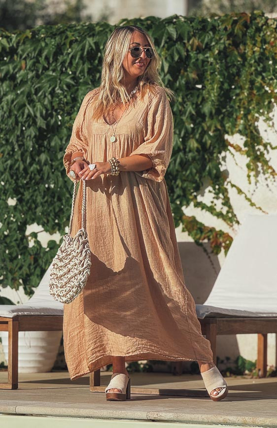 Camel ALIONA 3/4 sleeves long dress