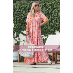 Robe MAGNOLIA longue manches courtes