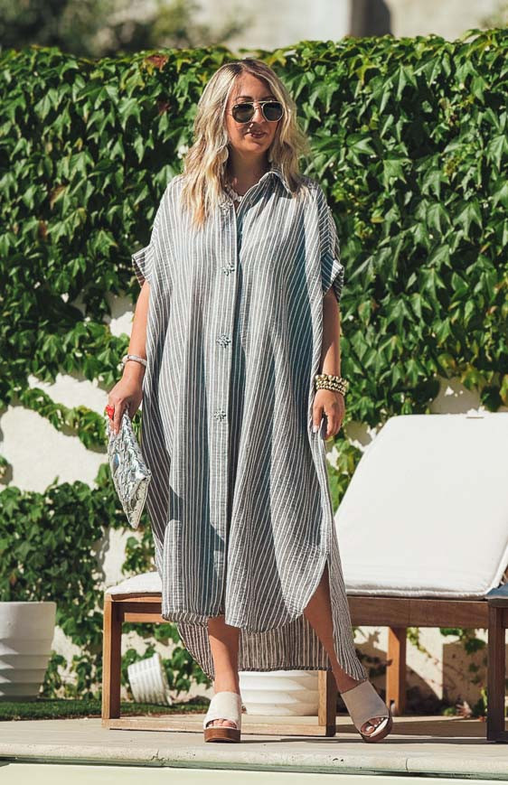 Robe VEDIA longue manches courtes grise