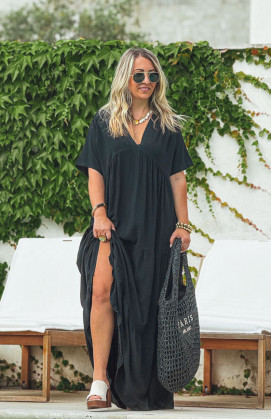 Robe ALBA longue manches courtes noire
