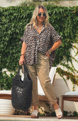 Chemise YAELLE manches courtes léopard