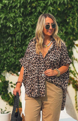 Chemise YAELLE manches courtes léopard