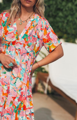 Robe OLIVIA longue manches courtes