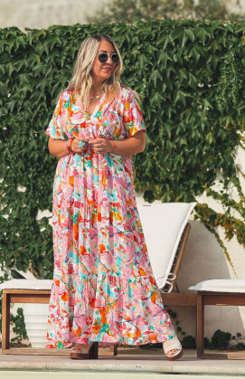 Robe OLIVIA longue manches courtes