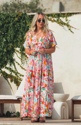 Robe OLIVIA longue manches courtes