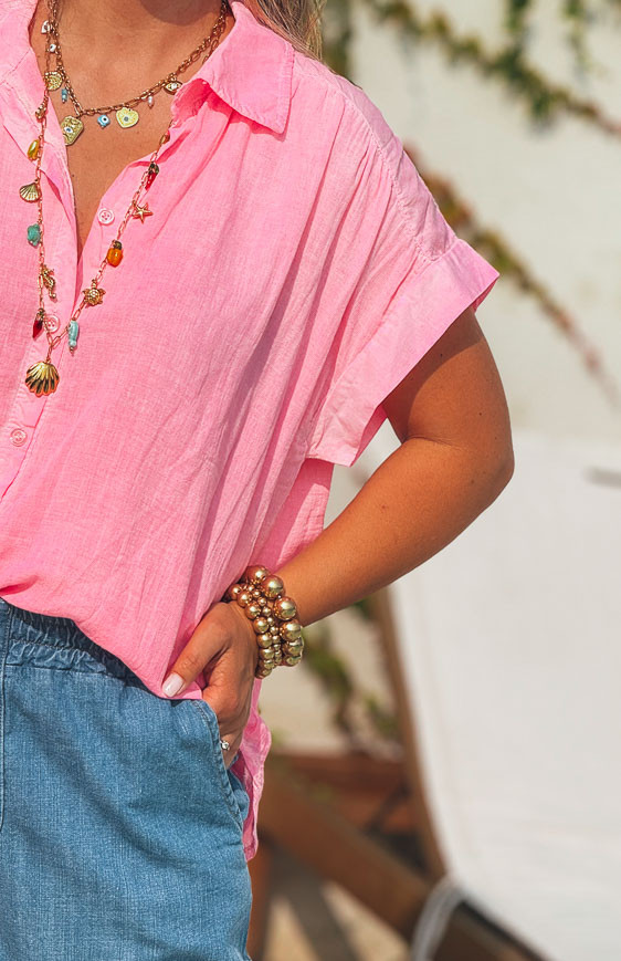 Neon pink ELYANNE short-sleeved shirt
