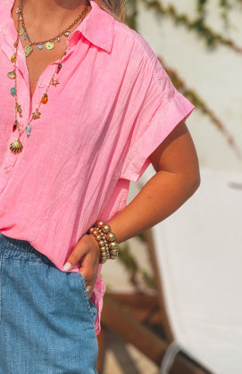 Neon pink ELYANNE short-sleeved shirt