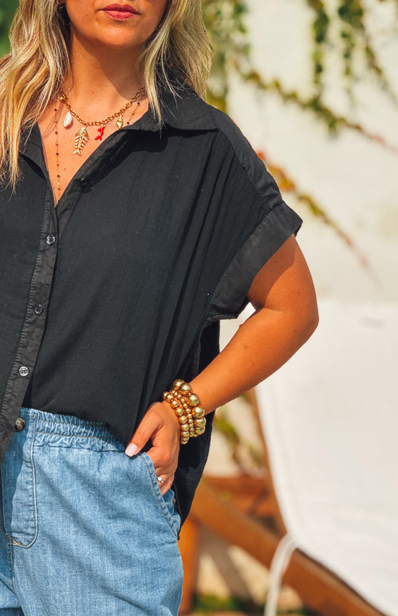 Black ELYANNE short-sleeved shirt