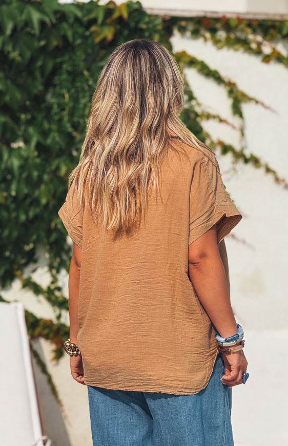 Chemise ELYANNE manches courtes camel
