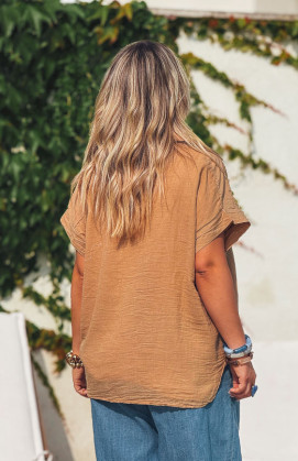 Chemise ELYANNE manches courtes camel