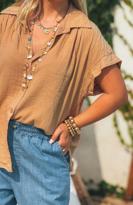 Chemise ELYANNE manches courtes camel