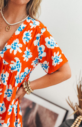 Robe LORETTA longue manches courtes