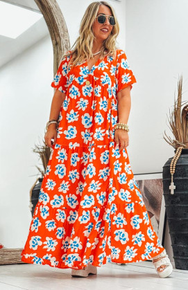 Robe LORETTA longue manches courtes