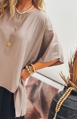 Taupe FANNY short-sleeved blouse