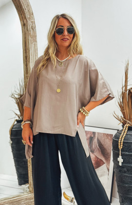 Blouse FANNY manches courtes taupe
