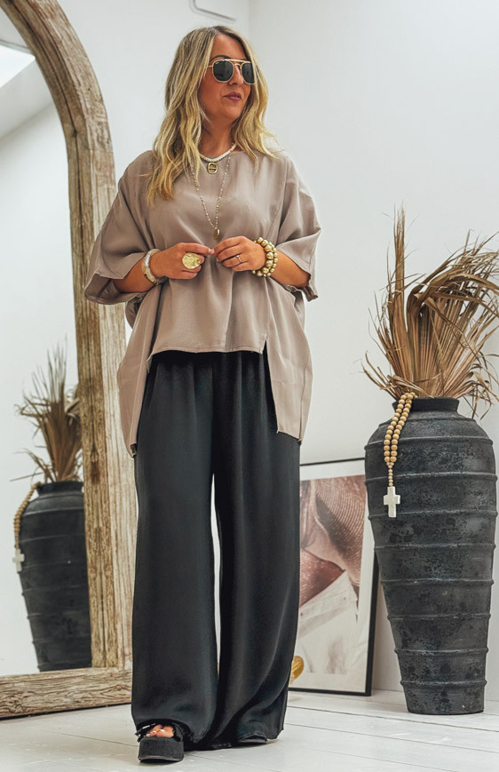 Taupe FANNY short-sleeved blouse